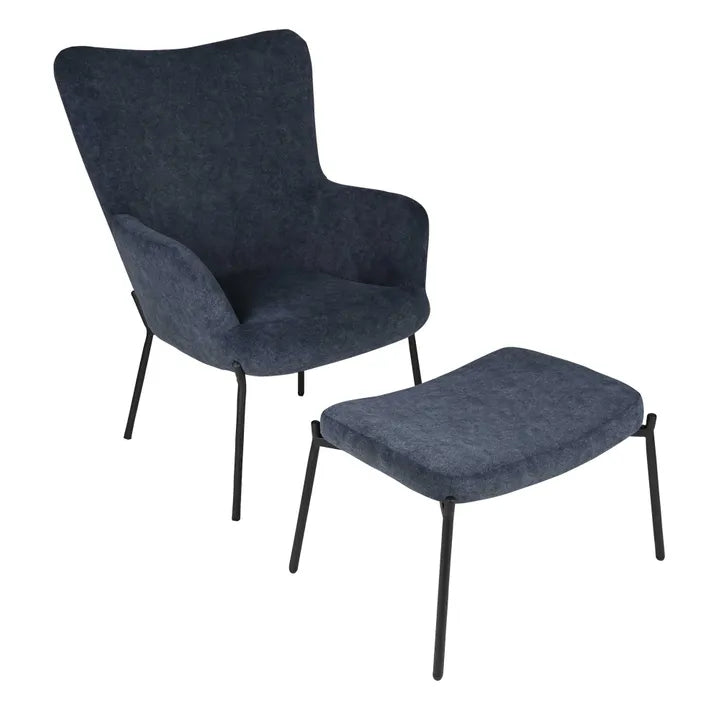 Justin Armchair with Stool Navy