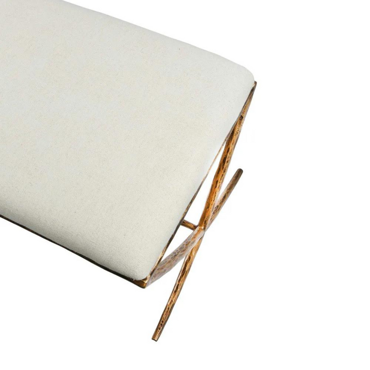 Leo Upholstered Bench Gold in Natural Linen