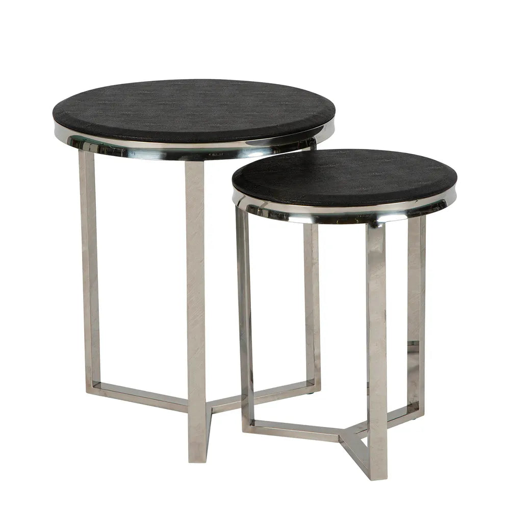Alor Shagreen Round Tables Set of 2 - Black