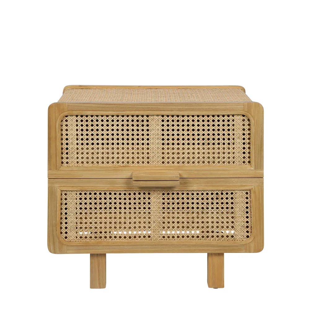Hayme Bedside Table Natural with Rattan