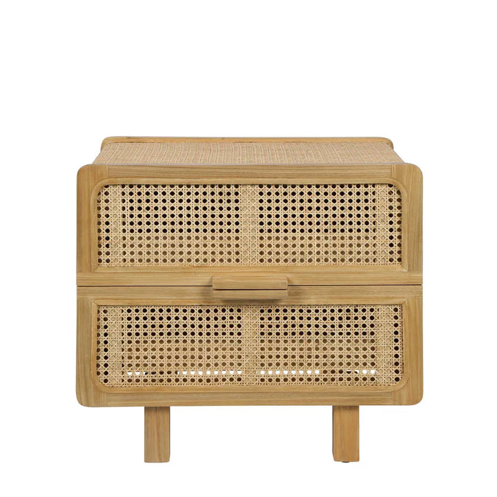 Hayme Bedside Table Natural with Rattan
