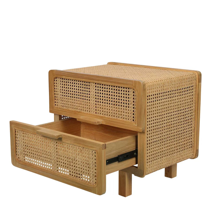 Hayme Bedside Table Natural with Rattan