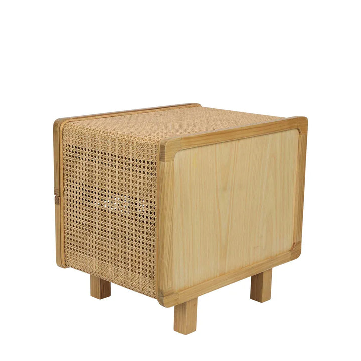 Hayme Bedside Table Natural with Rattan
