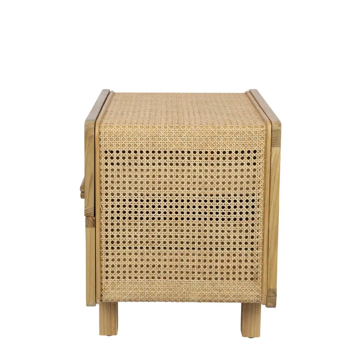 Hayme Bedside Table Natural with Rattan