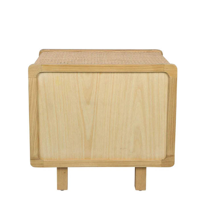 Hayme Bedside Table Natural with Rattan