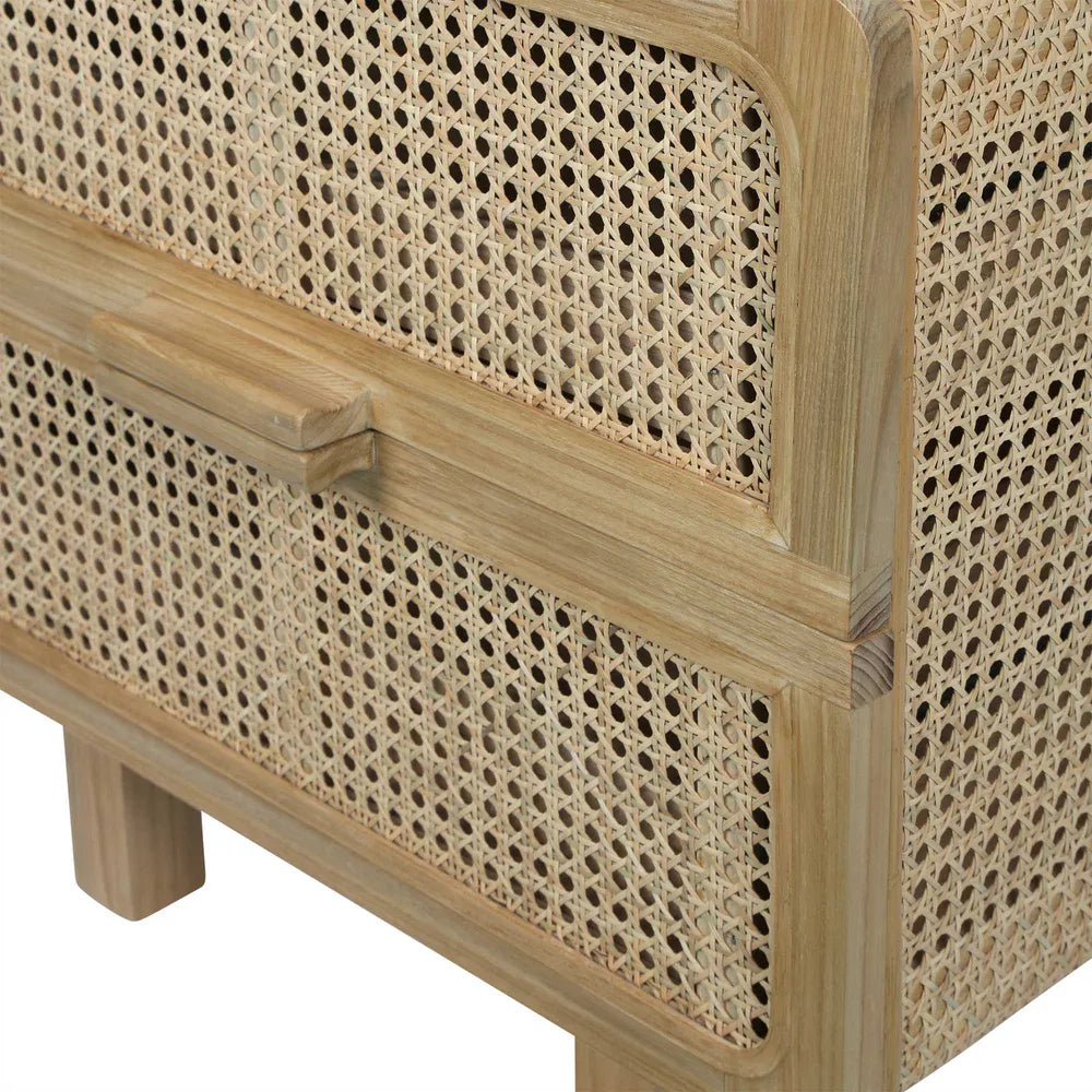 Hayme Bedside Table Natural with Rattan