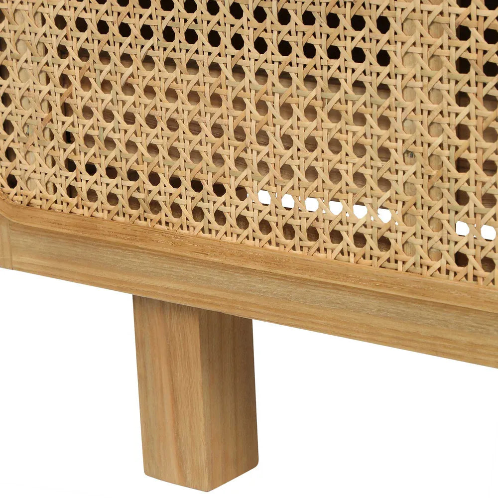 Hayme Bedside Table Natural with Rattan