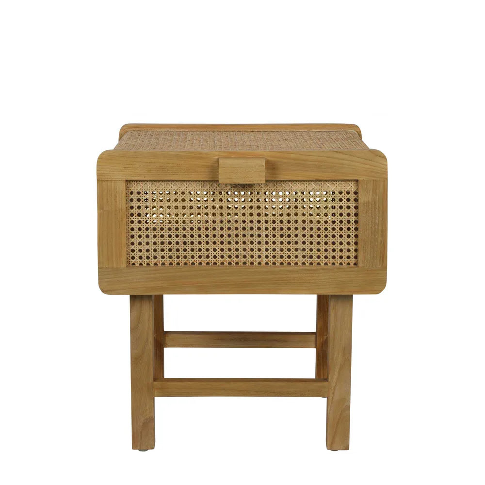 Zoe Bedside Table Natural with Rattan