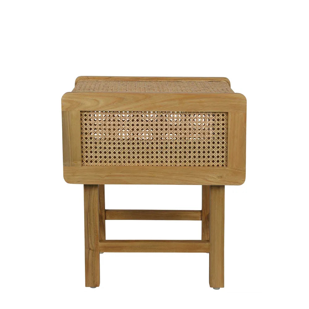 Zoe Bedside Table Natural with Rattan