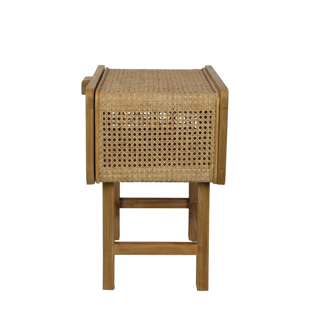 Zoe Bedside Table Natural with Rattan