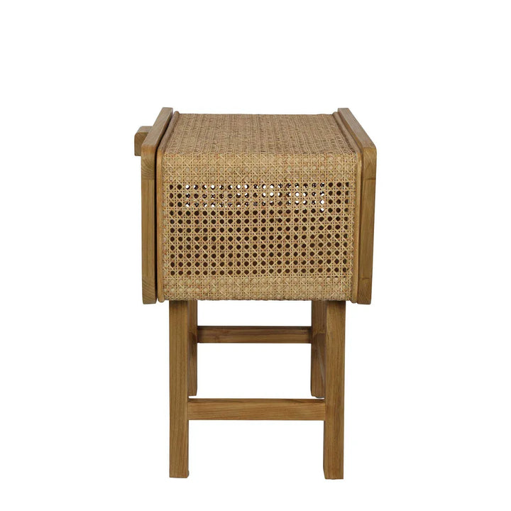 Zoe Bedside Table Natural with Rattan