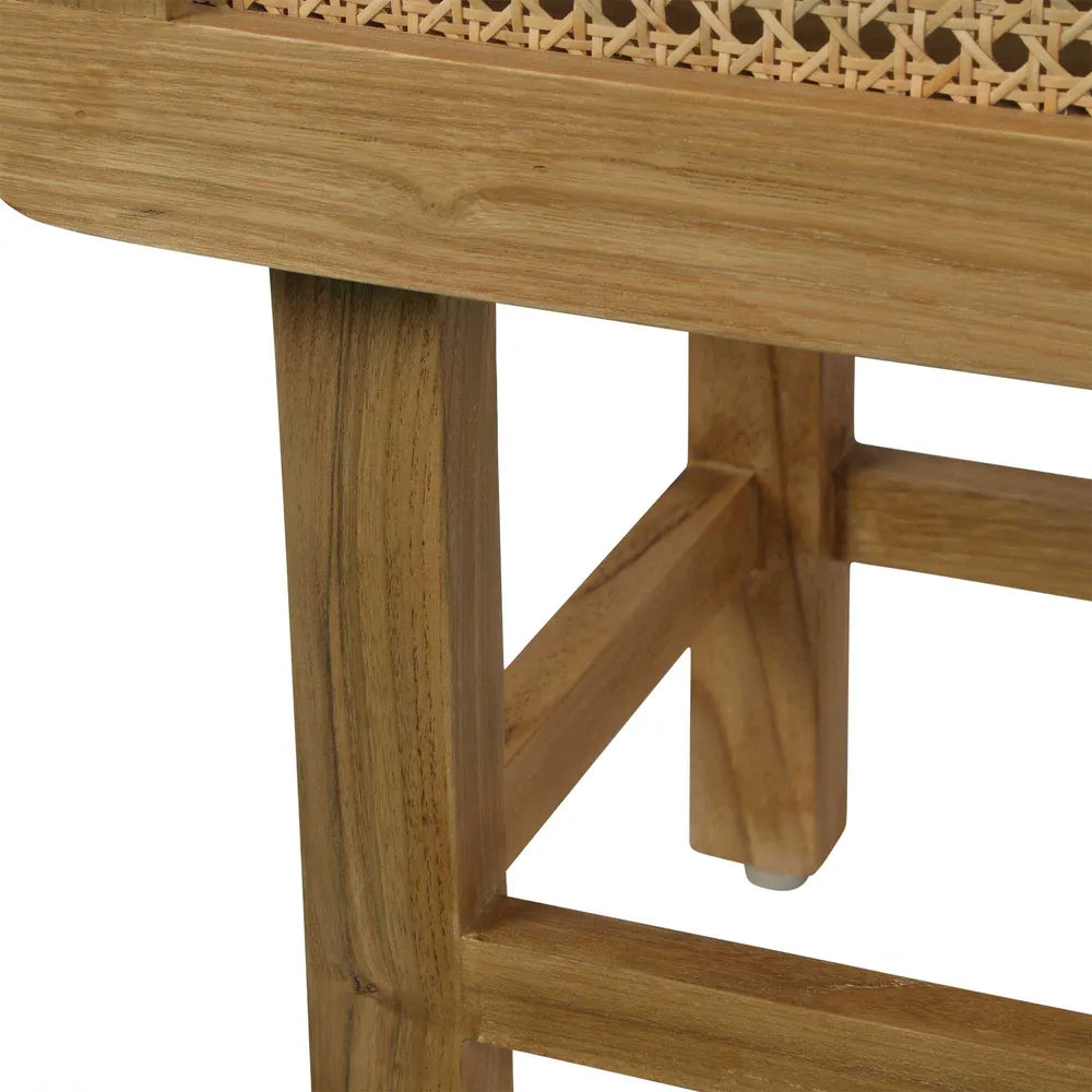 Zoe Bedside Table Natural with Rattan