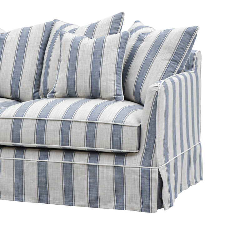 Slip Cover Only - Noosa 2.5 Seat Hamptons Sofa Blue Sky Stripe Linen Blend