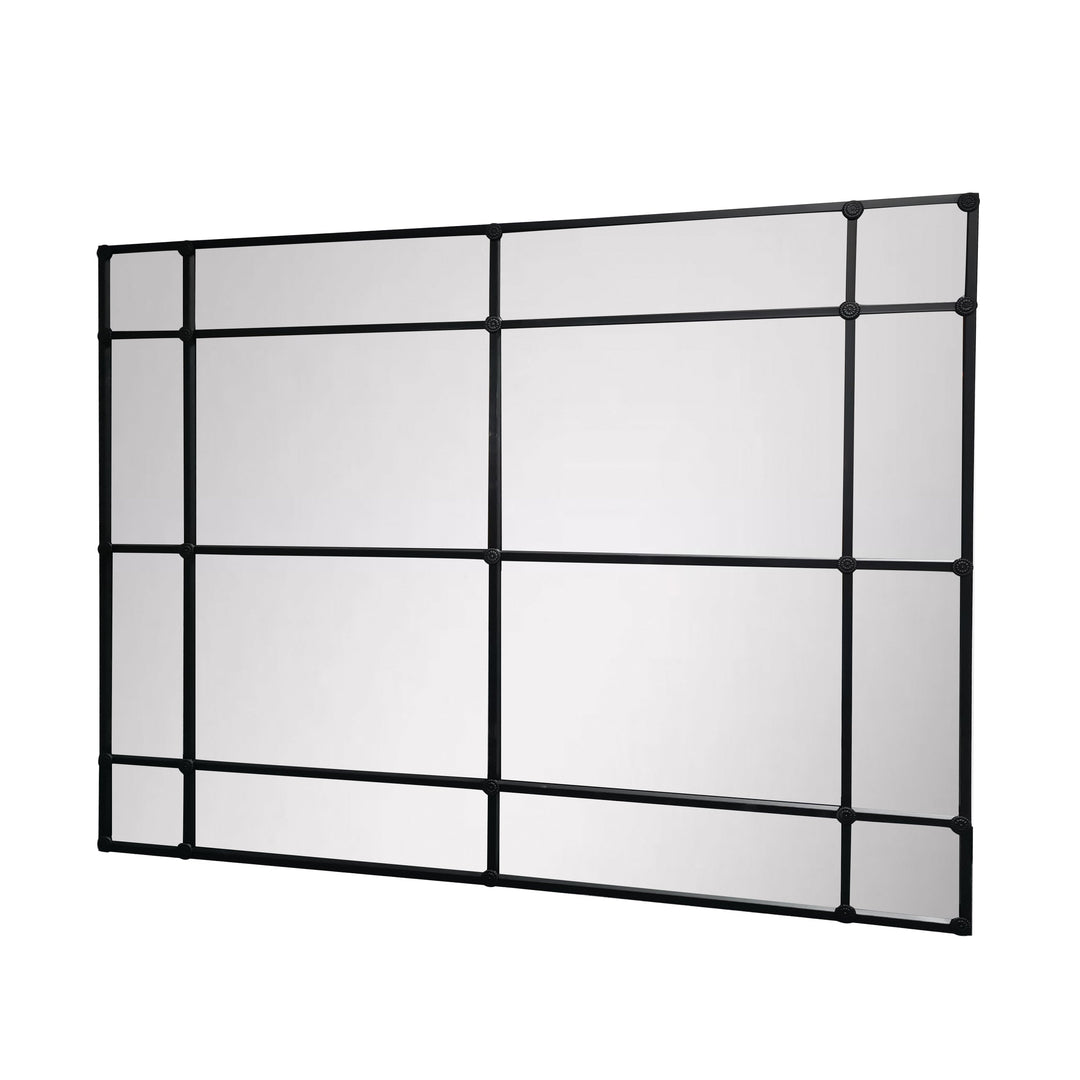 Crawford Rectangular 16 Pane Mirror Black Matt