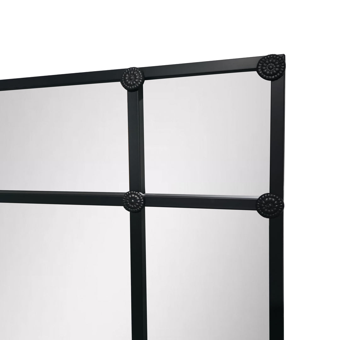 Crawford Rectangular 16 Pane Mirror Black Matt