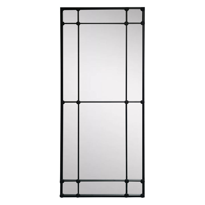 Rectangular 12 Pane Mirror Black Matt