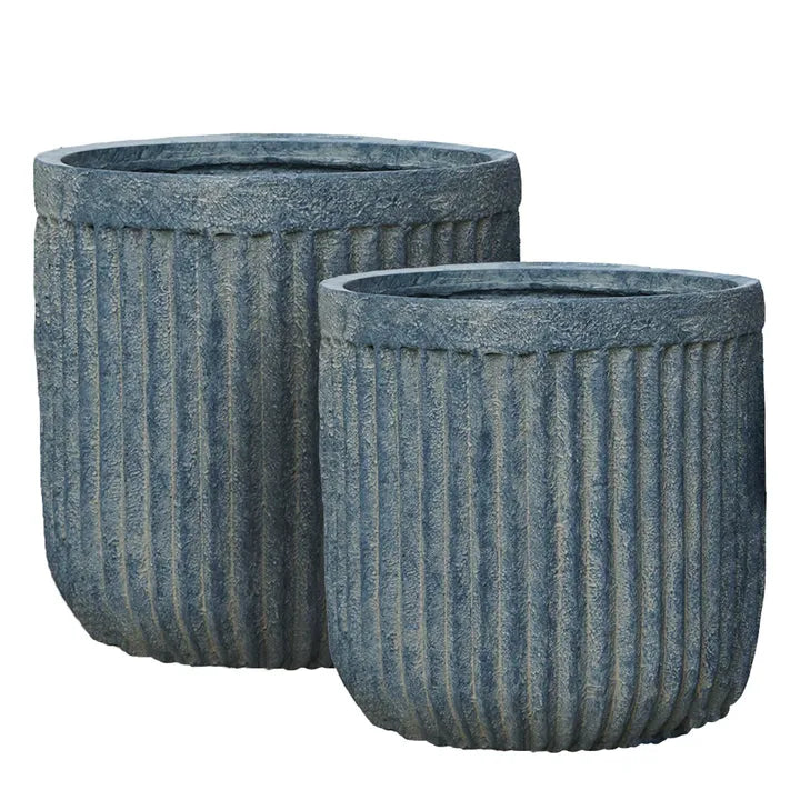 Pleat Large Planters Set of Two Charcoal
