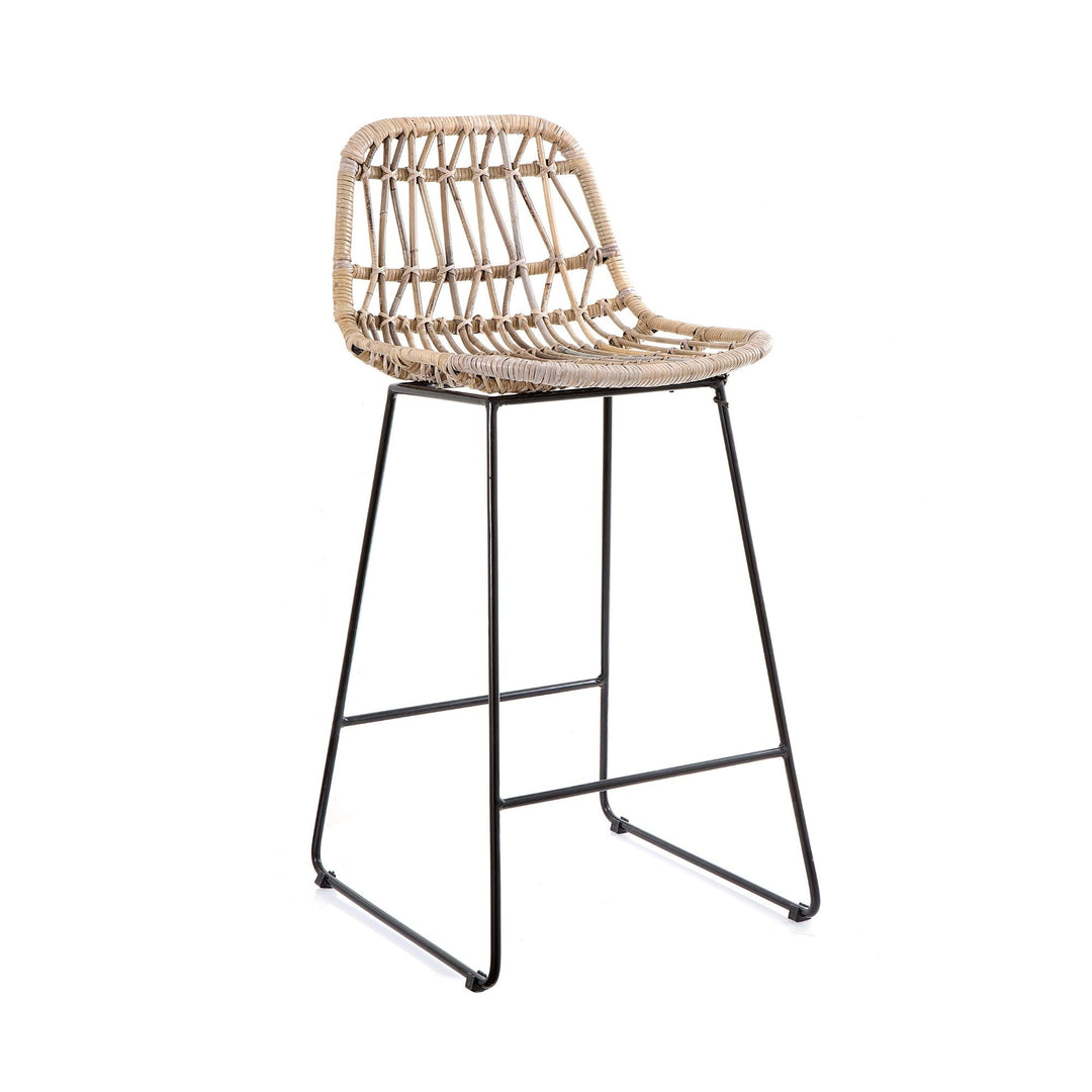 Ziggy Rattan Barstool W/ Iron Legs