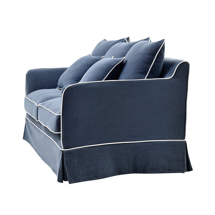 1.5 Seat Slip Cover - Noosa Navy with White Piping