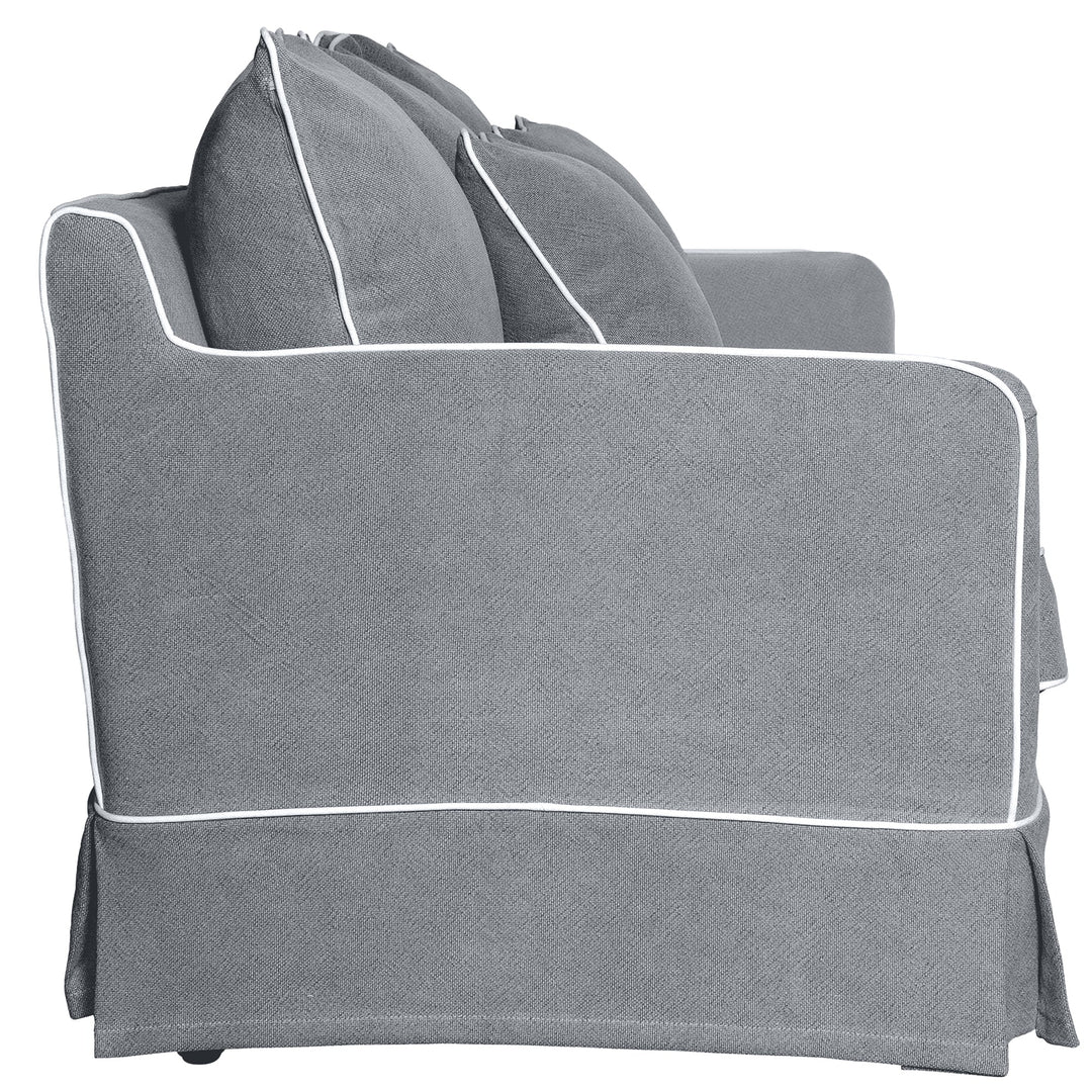 1.5 Seat Slip Cover - Noosa Grey with White Piping