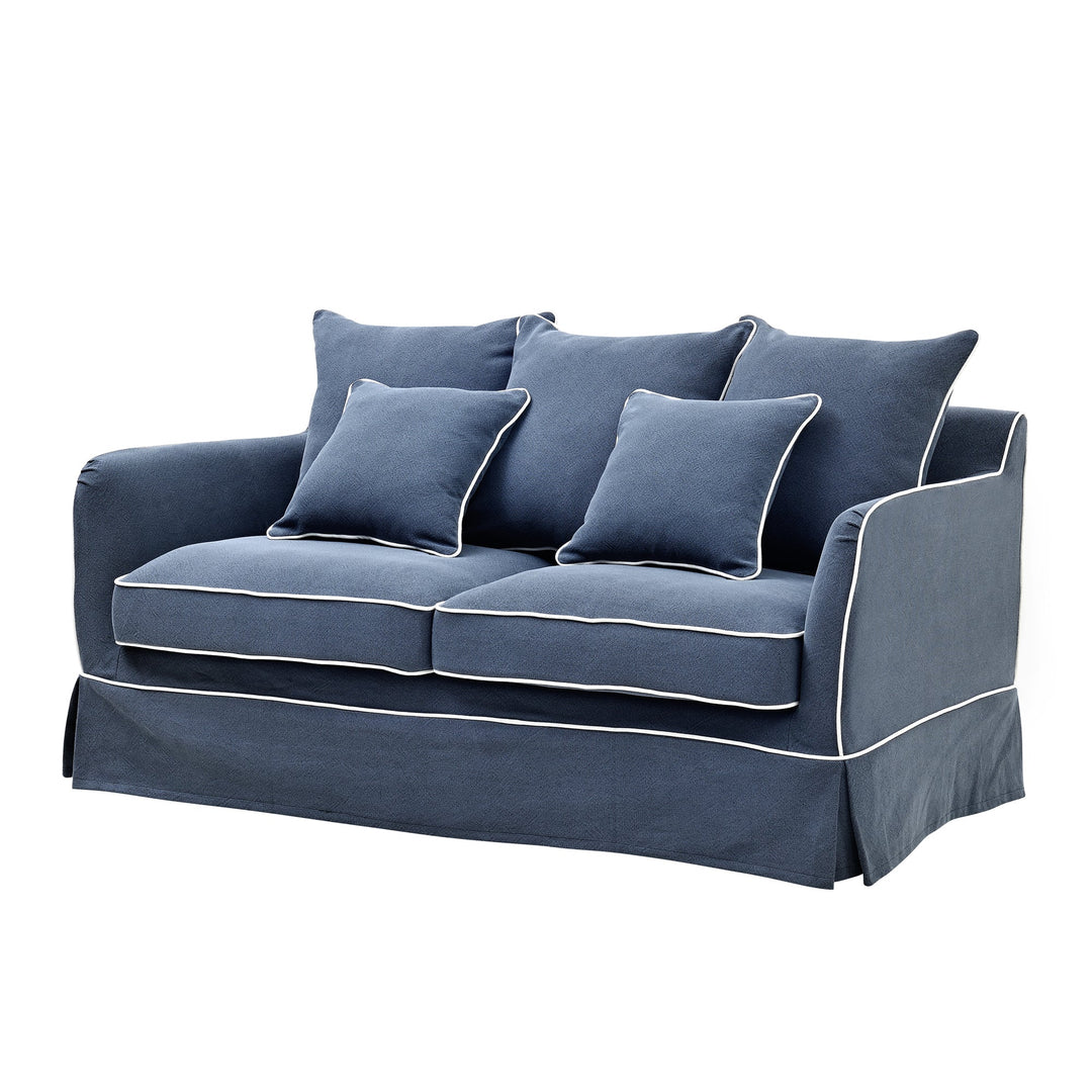 Noosa 2.5 Seat Sofa Bed Navy W/ White Piping