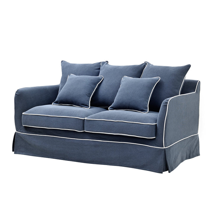 Noosa 2.5 Seat Sofa Bed Navy W/ White Piping
