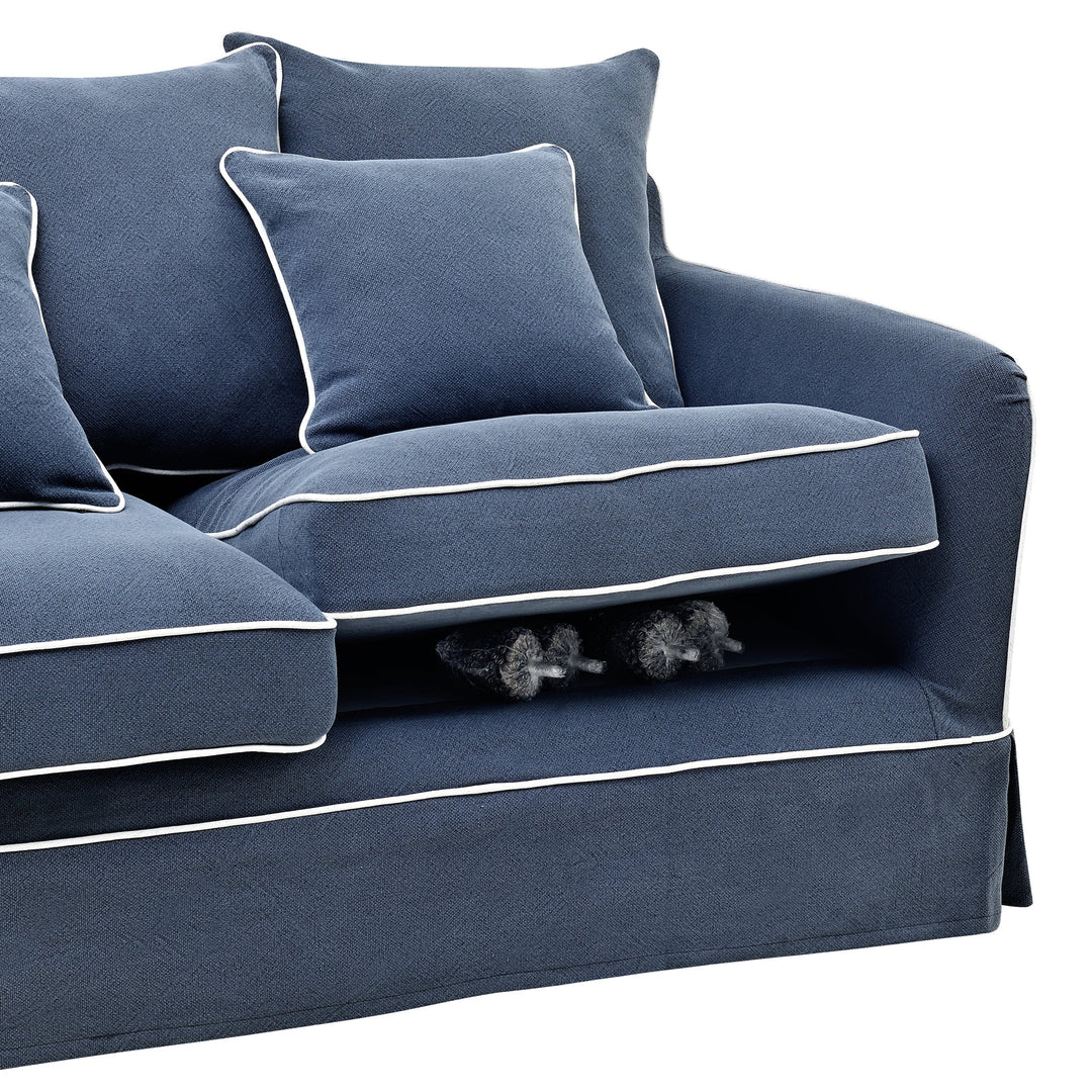 2 Seat Sofa Bed Slip Cover - Noosa Navy W/ White Piping