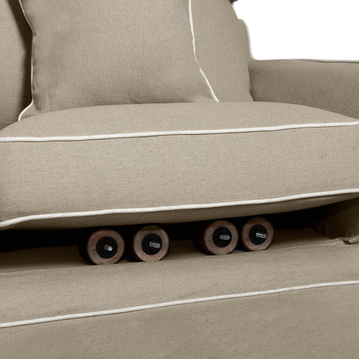 1.5 Seat Slip Cover - Noosa Natural with White Piping